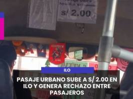 ILO | PASAJE URBANO SUBE A S/ 2.00 EN ILO Y GENERA RECHAZO ENTRE PASAJEROS.