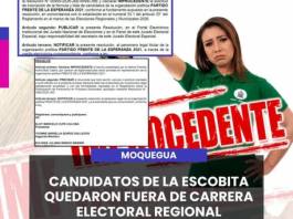 MOQUEGUA | CANDIDATOS DE LA ESCOBITA QUEDARON FUERA DE CARRERA ELECTORAL REGIONAL.
