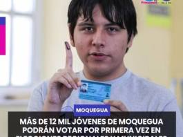 MOQUEGUA | MÁS DE 12 MIL JÓVENES DE MOQUEGUA PODRÁN VOTAR POR PRIMERA VEZ EN ELECCIONES REGIONALES Y MUNICIPALES.