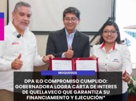 MOQUEGUA | DPA ILO COMPROMISO CUMPLIDO GOBERNADORA LOGRA CARTA DE INTERES DE QUELLAVECO QUE GARANTIZA SU FINANCIAMIENTO Y EJECUCIÓN