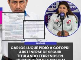 SAMEGUA | CARLOS LUQUE PIDIÓ A COFOPRI ABSTENERSE DE SEGUIR TITULANDO TERRENOS EN JURISDICCIÓN DE SAMEGUA.