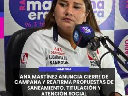 SAMEGUA | ANA MARTÍNEZ ANUNCIA CIERRE DE CAMPAÑA Y REAFIRMA PROPUESTAS DE SANEAMIENTO, TITULACIÓN Y ATENCIÓN SOCIAL