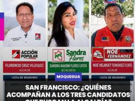 MOQUEGUA | SAN FRANCISCO: ¿QUIÉNES ACOMPAÑAN A LOS TRES CANDIDATOS QUE BUSCAN LA ALCALDÍA?