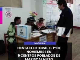 MOQUEGUA | FIESTA ELECTORAL EL 1° DE NOVIEMBRE EN 9 CENTROS POBLADOS DE MARISCAL NIETO