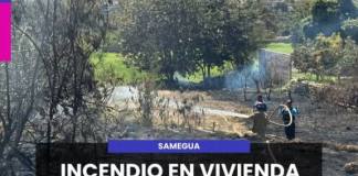 SAMEGUA | INCENDIO EN VIVIENDA MOVILIZA A BOMBEROS, SERENAZGO Y VECINOS