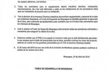 MOQUEGUA: COMUNICADO A LA OPINIÃ“N PÃšBLICA DE FONDO DE DESARROLLO MOQUEGUA