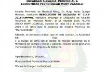 MOQUEGUA: ENCARGAN ALCALDÃA PROVINCIAL A ECONOMISTA PEDRO Ã“SCAR MORY UGARELLI