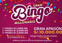 MOQUEGUA: ESTE VIERNES 11 DE OCTUBRE SE REALIZA EL II GRAN BINGO MILLONARIO PRO FONDOS POR EL 478Â° ANIVERSARIO DE LA REGIÃ“N