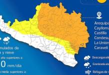 AREQUIPA: SENAMHI ADVIERTE A CINCO PROVINCIAS AREQUIPEÃ‘AS POR FUERTES LLUVIAS