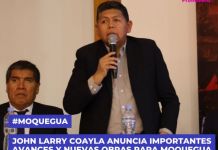 JOHN LARRY COAYLA ANUNCIA IMPORTANTES AVANCES Y NUEVAS OBRAS PARA MOQUEGUA