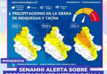 MOQUEGUA: SENAMHI ALERTA SOBRE PRECIPITACIONES INTENSAS EN LA SIERRA DE LA REGIÃ“N