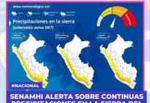 SENAMHI ALERTA SOBRE CONTINUAS PRECIPITACIONES EN LA SIERRA DEL 11 AL 13 DE FEBRERO