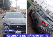 MOQUEGUA: ACCIDENTE DE TRÃNSITO ENTRE PATRULLERO Y VEHÃCULO PARTICULAR EN SAMEGUA