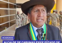 MOQUEGUA: ALCALDE DE CARUMAS EXIGE ESTADO DE EMERGENCIA POR INTENSAS LLUVIAS Y HUAICOS