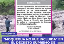 MOQUEGUA: NUESTRA REGIÃ“N NO FUE INCLUIDA EN EL DECRETO SUPREMO DE EMERGENCIA POR LLUVIAS