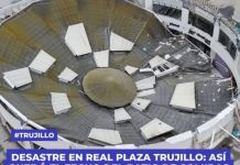 TRUJILLO: DESASTRE EN REAL PLAZA TRUJILLO, ASÃ QUEDÃ“ EL TECHO DEL PATIO DE COMIDAS TRAS SU COLAPSO