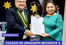 MOQUEGUA: COLEGIO DE ABOGADOS RECONOCE A DIRECTORA EJECUTIVA DEL FONDO DE DESARROLLO