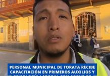 MOQUEGUA: PERSONAL MUNICIPAL DE TORATA RECIBE CAPACITACIÃ“N EN PRIMEROS AUXILIOS Y PSICOLOGÃA LABORAL CON APOYO DE EMPRESA MINERA