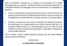 MOQUEGUA: COMUNICADO DE LA UNAM