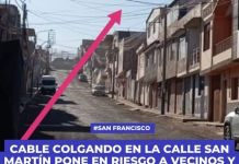 SAN FRANCISCO: CABLE COLGANDO EN LA CALLE SAN MARTÃN PONE EN RIESGO A VECINOS Y VEHÃCULOS