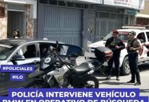 ILO: POLICÃA INTERVIENE VEHÃCULO BMW EN OPERATIVO DE BÃšSQUEDA DE ASALTANTES