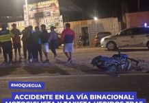 CHEN-CHEN: MOTOCICLISTA Y TAXISTA HERIDOS TRAS FUERTE COLISIÃ“N EN LA VÃA BINACIONAL