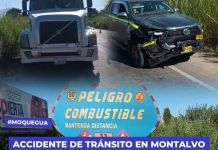 MOQUEGUA: ACCIDENTE DE TRÃNSITO EN MONTALVO INVOLUCRA A CISTERNA BOLIVIANA Y CAMIONETA