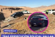 MOQUEGUA: TRAS PERSECUCIÃ“N POLICIAL, HALLAN VEHÃCULO ROBADO