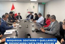 MOQUEGUA: SOUTHERN Y QUELLAVECO PRESENTARÃN CARTA PARA APOYAR PROYECTO HÃDRICO MEDIANTE OXI