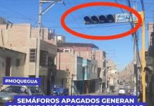 MOQUEGUA: SEMÃFOROS APAGADOS GENERAN PREOCUPACIÃ“N EN CRUCE DE LA CALLE PIURA CON AV. MARIANO LINO URQUIETA