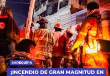 AREQUIPA: INCENDIO DE GRANDES PROPORCIONES CONSUME EDIFICIO QUE FUNCIONABA COMO FÃBRICA DE MUEBLES