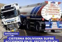 MOQUEGUA: CISTERNA BOLIVIANA SUFRE ACCIDENTE EN EL SECTOR S11 KM 83+300