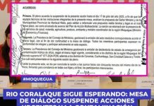 MOQUEGUA: MESA DE DIÃLOGO SUSPENDE ACCIONES URGENTES Y LA CONTAMINACIÃ“N CONTINÃšA