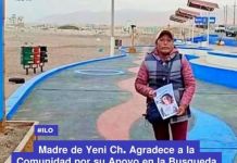 ILO: MADRE DE YENI CH. AGRADECE A LA COMUNIDAD POR SU APOYO EN LA BÃšSQUEDA DE SU HIJA DESAPARECIDA