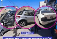 MOQUEGUA: CHOQUE MÃšLTIPLE EN AVENIDA SIMÃ“N BOLÃVAR INVOLUCRA A TRES VEHÃCULOS.