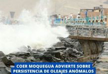 MOQUEGUA: COER MOQUEGUA ADVIERTE SOBRE PERSISTENCIA DE OLEAJES ANÃ“MALOS EN EL LITORAL SUR