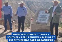 TORATA : MUNICIPALIDAD DE TORATA Y SOUTHERN PERÃš RENUEVAN MÃS DE 27 KM DE TUBERÃAS PARA GARANTIZAR AGUA POTABLE A MIL HABITANTES.