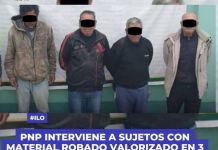 ILO: PNP INTERVIENE A SUJETOS CON MATERIAL ROBADO VALORIZADO EN 3 MIL SOLES