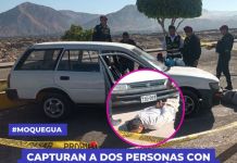 MOQUEGUA: CAPTURAN A DOS PERSONAS CON PRESUNTA DROGA EN VEHÃCULO EN CHEN CHEN.