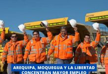AREQUIPA, MOQUEGUA Y LA LIBERTAD CONCENTRAN MAYOR EMPLEO MINERO EN EL PAÃS.