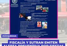 MOQUEGUA: FISCALÃA Y SUTRAN EMITEN ALERTA PREVENTIVA POR FIESTAS PATRIAS.