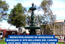 MOQUEGUA: MUNICIPALIDADES DE MOQUEGUA MANEJAN S/ 879 MILLONES DEL CANON ESTE 2025, PERO CIERRAN JULIO CON SOLO 41 % DE EJECUCIÃ“N.