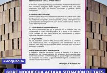 MOQUEGUA: GORE MOQUEGUA ACLARA SITUACIÃ“N DE TRES OBRAS Y DESMIENTE AFIRMACIONES DEL CONSEJERO DELEGADO PEDRO NOGUERA.