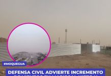MOQUEGUA: DEFENSA CIVIL ADVIERTE INCREMENTO DE VIENTOS EN MARISCAL NIETO Y ALERTA NARANJA PARA ESTE SÃBADO.