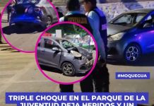 MOQUEGUA: TRIPLE CHOQUE EN EL PARQUE DE LA JUVENTUD DEJA HERIDOS Y UN VEHÃCULO FUGITIVO.