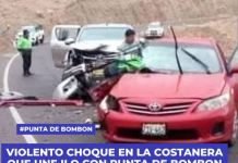 ILO: VIOLENTO CHOQUE EN LA COSTANERA QUE UNE ILO CON PUNTA DE BOMBON DEJA SEIS HERIDOS.