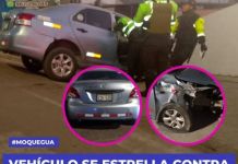 MOQUEGUA: VEHÃCULO SE ESTRELLA CONTRA POSTE EN MOQUEGUA.