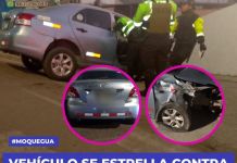 MOQUEGUA: VEHÃCULO SE ESTRELLA CONTRA POSTE