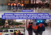 MOQUEGUA: TERMINAL TERRESTRE DE MOQUEGUA OPERA CON NORMALIDAD, SIN EMBARGO, SE OBSERVA TRASLADO DE TRABAJADORES DE MINA EN DÃA DE PARALIZACIÃ“N.