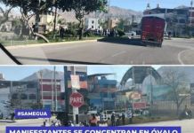 MOQUEGUA: MANIFESTANTES SE CONCENTRAN EN Ã“VALO DEL CEMENTERIO DURANTE PARALIZACIÃ“N EN MOQUEGUA.